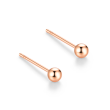 Solid 18K Rose Gold Ball Earring Studs